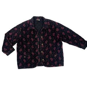 Barclay Square Women's Large 90s Corduroy Floral Button Barn Coat